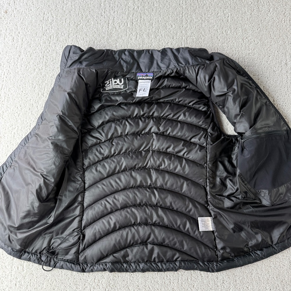 Patagonia Down Sweater Vest Womens S Black‎ 84627 Full Zip Puffer Udi's Logo - Picture 6 of 13